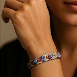 Handwoven Yellow & Brown Beaded bracelet